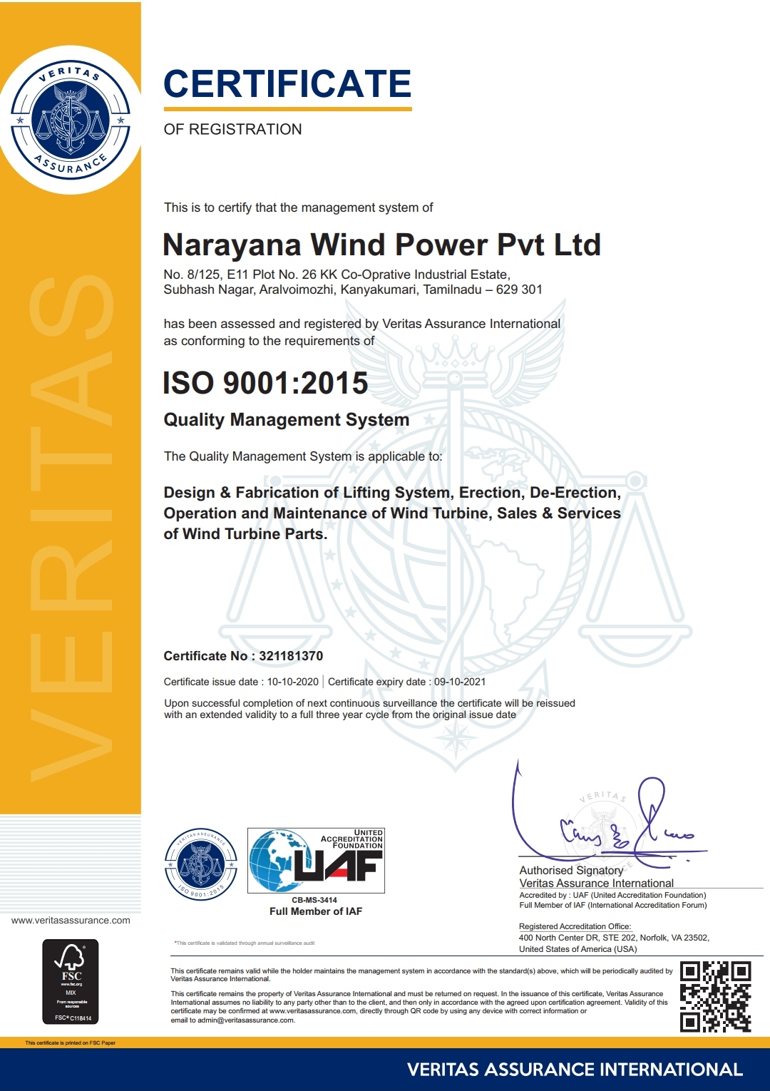 ISO 9001 Certificate